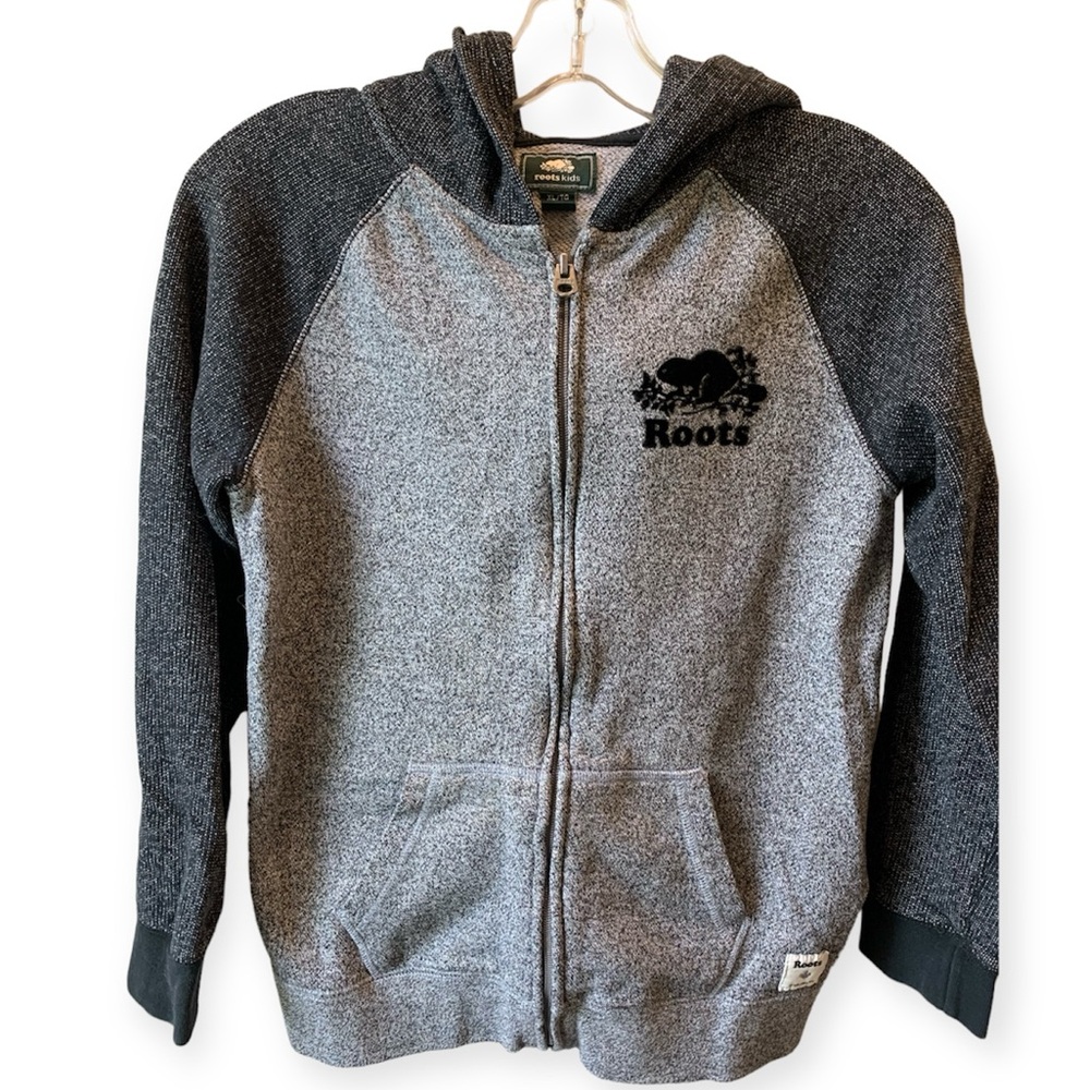 Roots black and grey hoodie, size XL 11-12 yrs